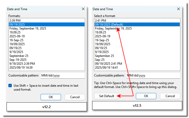Date and Time dialog